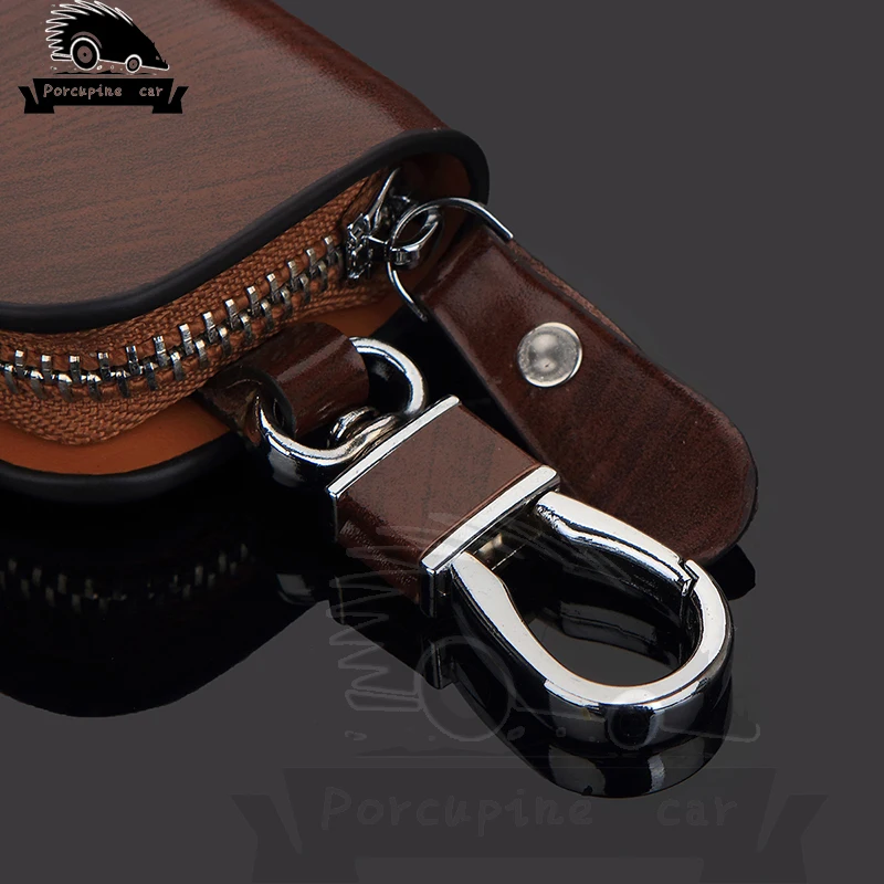 Wood grain Leather Car Key Hol - Car Key Signal Blocker 评论和价格