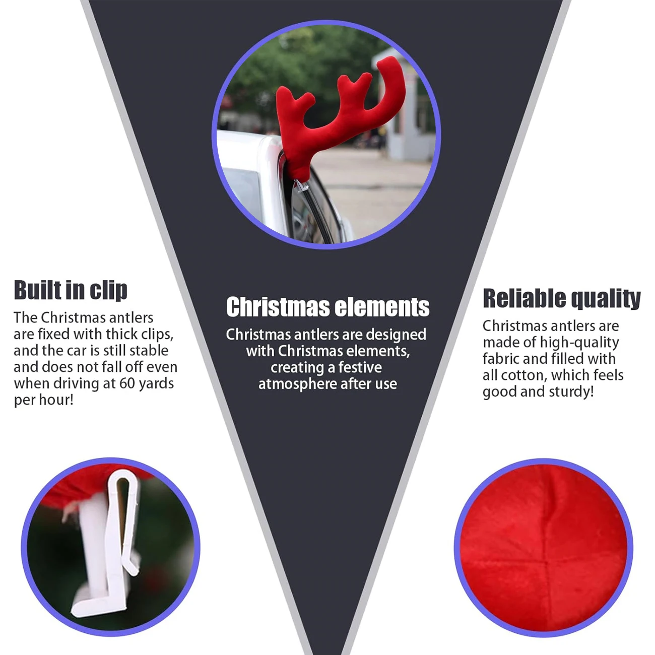 Christmas Car Reindeer Antler  - Car Accessories Xmas Gifts 评论和价格