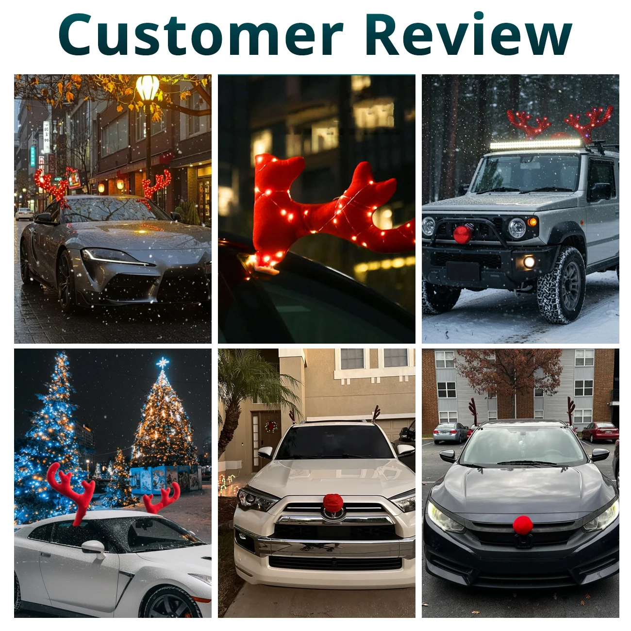 Christmas Car Reindeer Antler  - Car Accessories Xmas Gifts 评论和价格