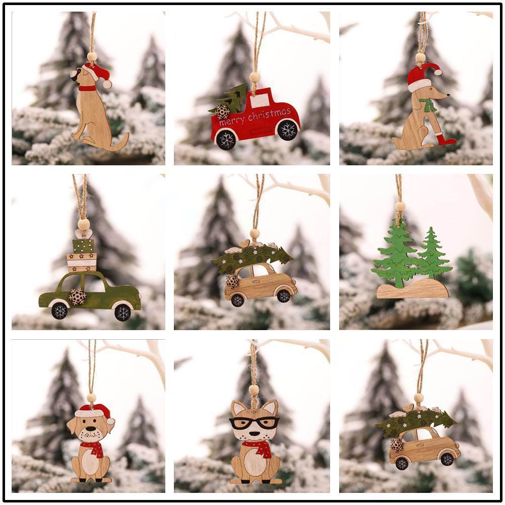 8 PCS christmas pendant  woode - Car Accessories Xmas Gifts 评论和价格
