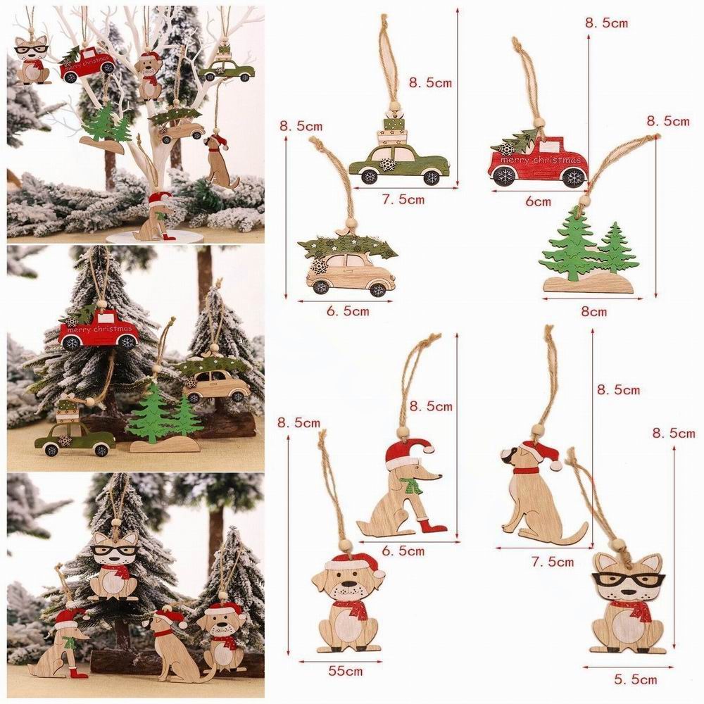 8 PCS christmas pendant  woode - Car Accessories Xmas Gifts 评论和价格